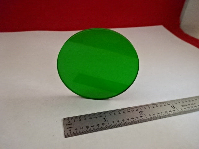 GREEN GLASS FILTER ROUND OPTICS MICROSCOPE PART AS IS #Z4-A-03