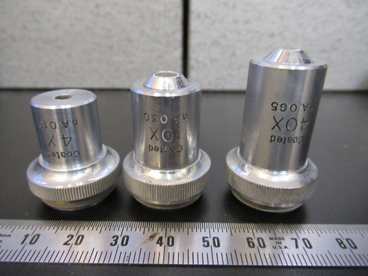 Unitron Lot Japan Objective 4X 10X 40X Microscope Part