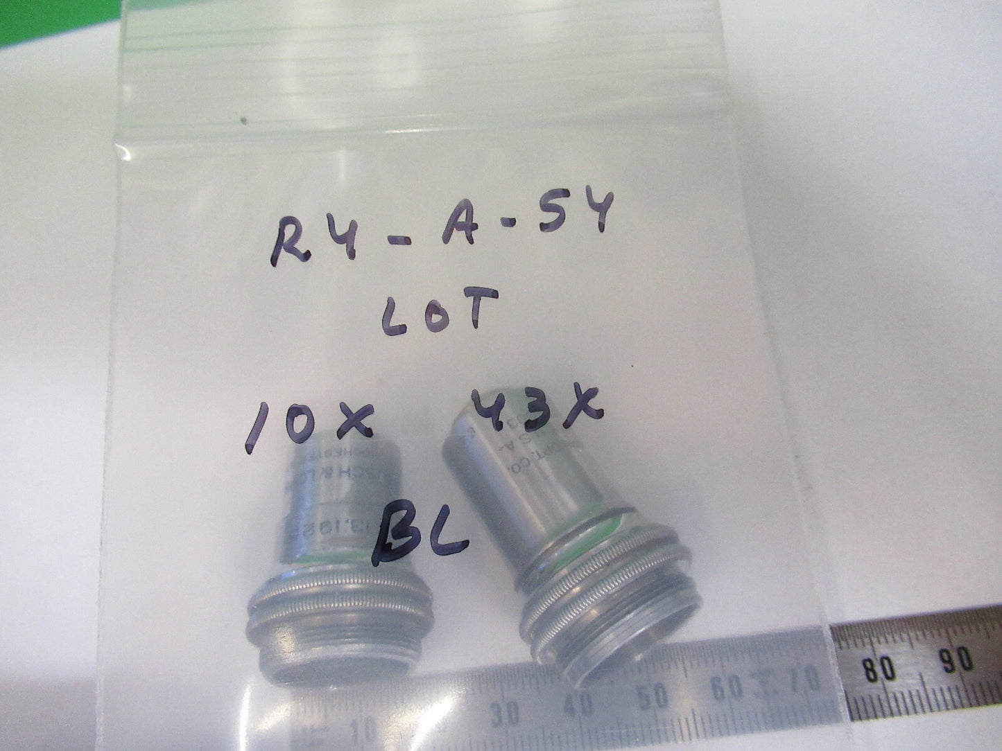 LOT 2 ea OBJECTIVES BAUSCH LOMB USA MICROSCOPE PART AS PICTURED &R4-A-54