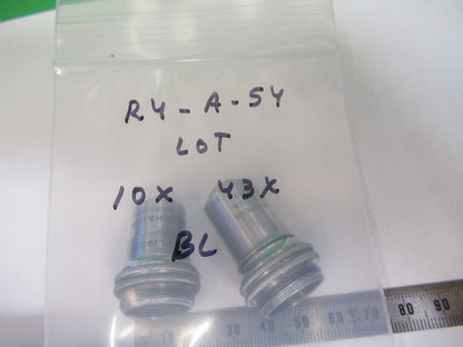 LOT 2 ea OBJECTIVES BAUSCH LOMB USA MICROSCOPE PART AS PICTURED &R4-A-54