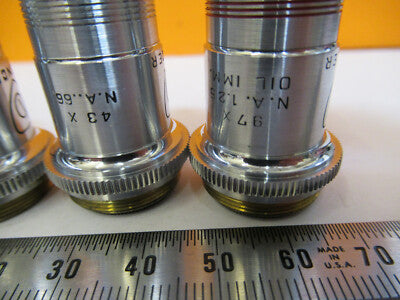 Lot Spencer Lens Co. Objective 10X 43X 97X Microscope Part Optics American Optical Co