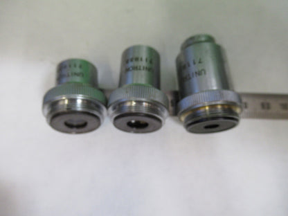 LOT UNITRON JAPAN OBJECTIVE 4X 10X 40X LENS MICROSCOPE PART AS PICTURED X4-A-30