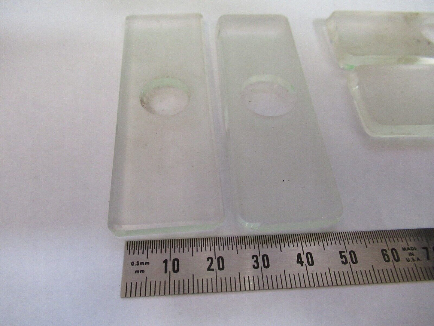 VINTAGE GLASS SLIDES LOT for liquids RARE THICK GLASS MICROSCOPE PART F8-B-15