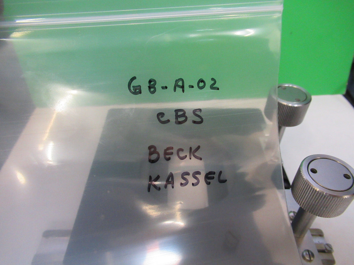 BECK KASSEL CBS GERMANY XY STAGE TABLE MICROSCOPE PART AS PICTURED G8-A-02