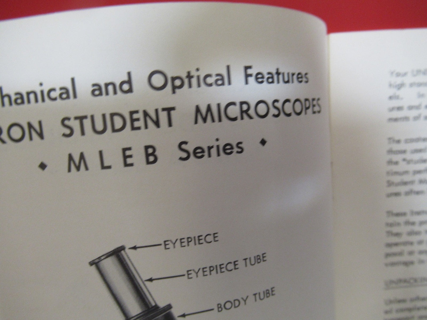 ANTIQUE UNITRON BOOKLET INSTRUCTIONS 1962 MICROSCOPE PART AS PICTURED  V7-A-14