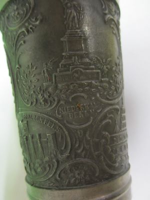 VINTAGE OLD LEAD METAL PEWTER CUP FROM GERMANY ENGRAVED ? COLLECTABLE BIN#BIBLIO