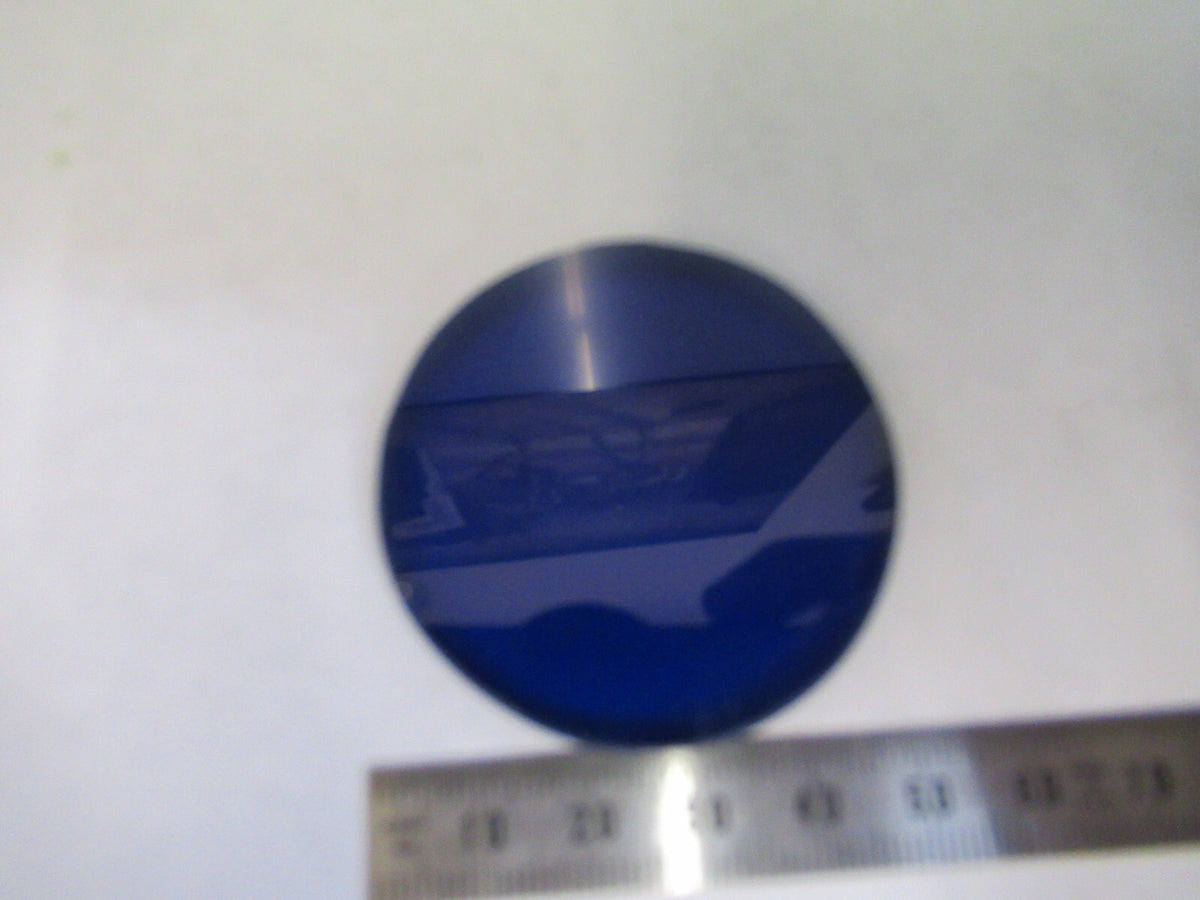 ANTIQUE BAUSCH LOMB GLASS BLUE FILTER THICK MICROSCOPE PART AS PICTURED X9-B-50