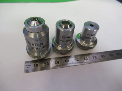 LOT UNITRON OBJECTIVES 4X 10X 40X OPTICS MICROSCOPE PART AS PICTURED  V3-A-58