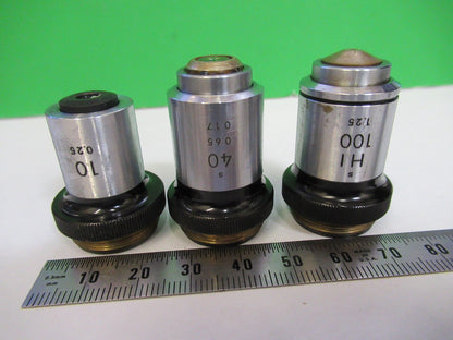 LOT OBJECTIVE NIKON JAPAN 10X 40X 100X MICROSCOPE PART AS PICTURED T4-B-26