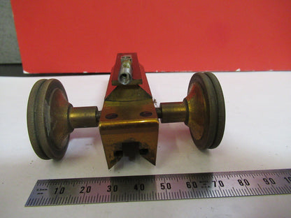 ANTIQUE BRASS SPENCER STAGE MICROMETER KNOBS MICROSCOPE PART AS PICTURED S3-B-19