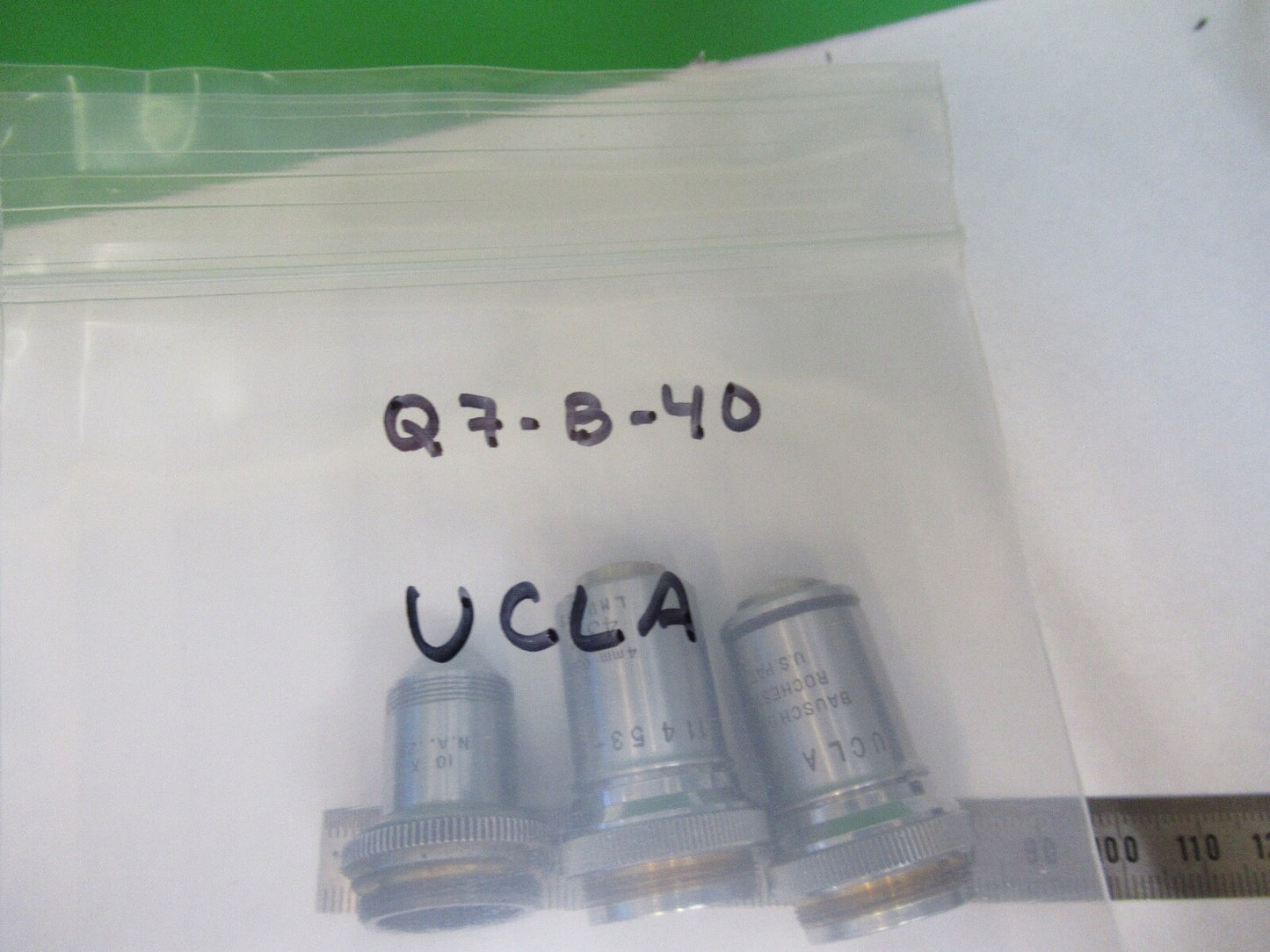LOT OBJECTIVES UCLA BAUSCH LOMB SPENCER MICROSCOPE PART AS PICTURED Q7-B-40