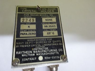 ANTIQUE QUARTZ RADIO CRYSTAL U.S. NAVY RAYTHEON FREQUENCY CONTROL #W7-53