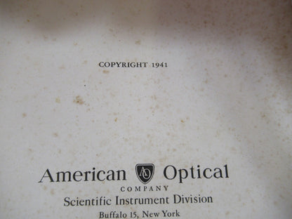 ANTIQUE AMERICAN OPTICS BOOKLET INSTRUCTIONS 1941 MICROSCOPE PART AS PIC V7-A-16
