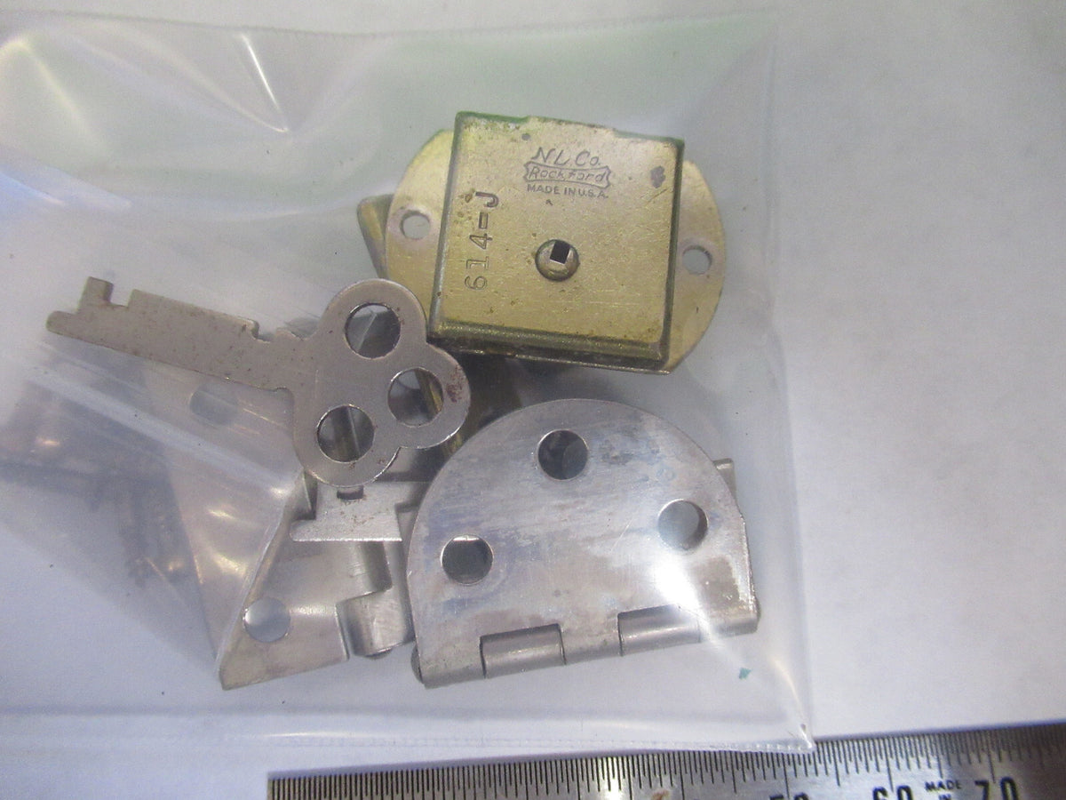 BAUSCH LOMB LOCK HINGES + KEY for cabinet MICROSCOPE PART AS PICTURED G8-A-01