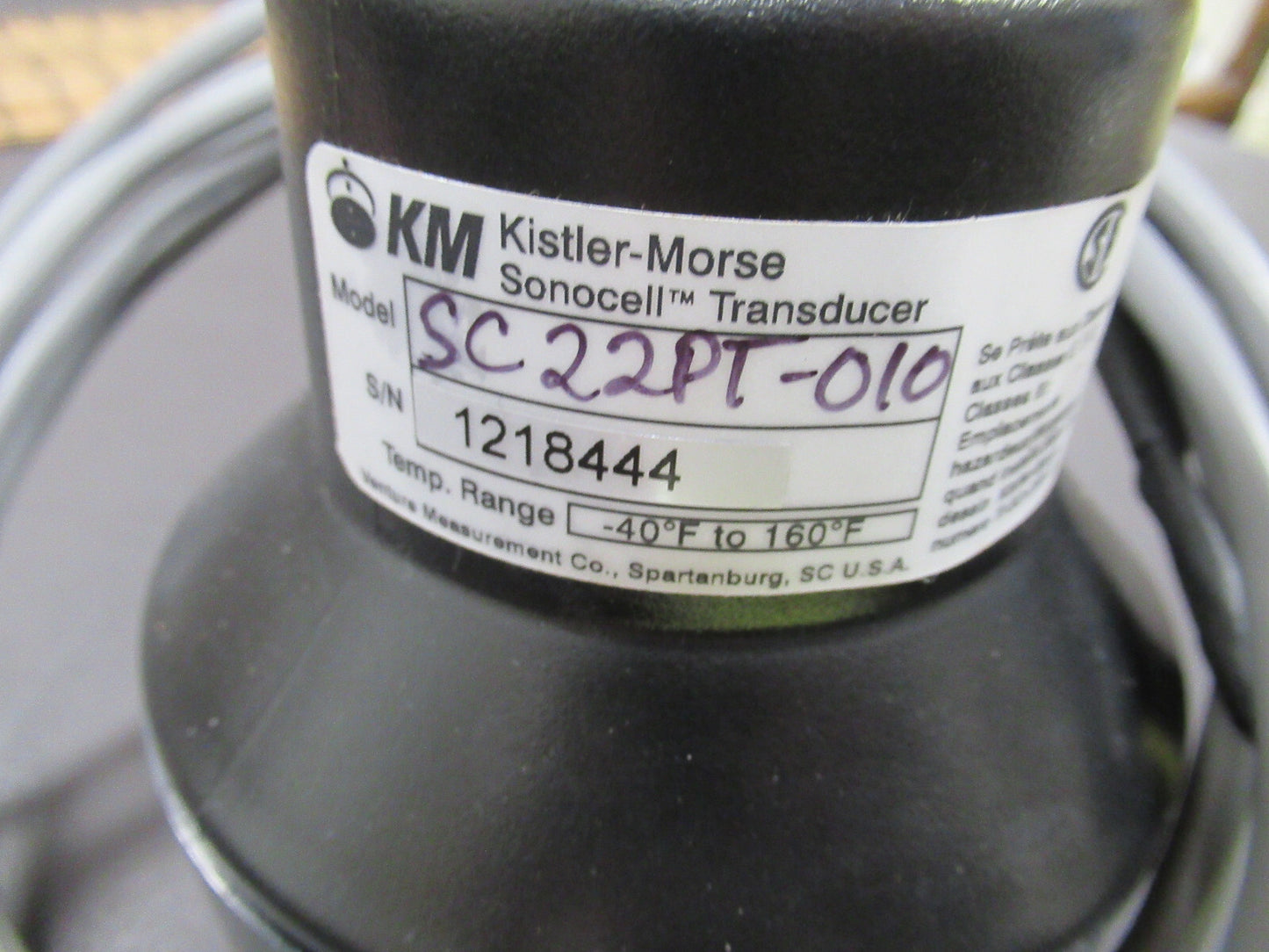 KISTLER MORSE ULTRASONIC SC22PT-010 SONOCELL HORN SILO SENSOR AS PICTURED TD-1