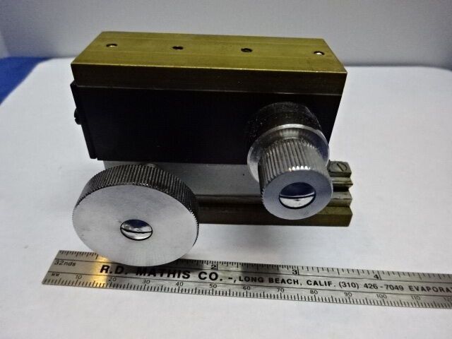 VINTAGE BRASS STAGE MICROMETER GERMANY UNKNOWN MAKE MICROSCOPE PART AS IS &83-62