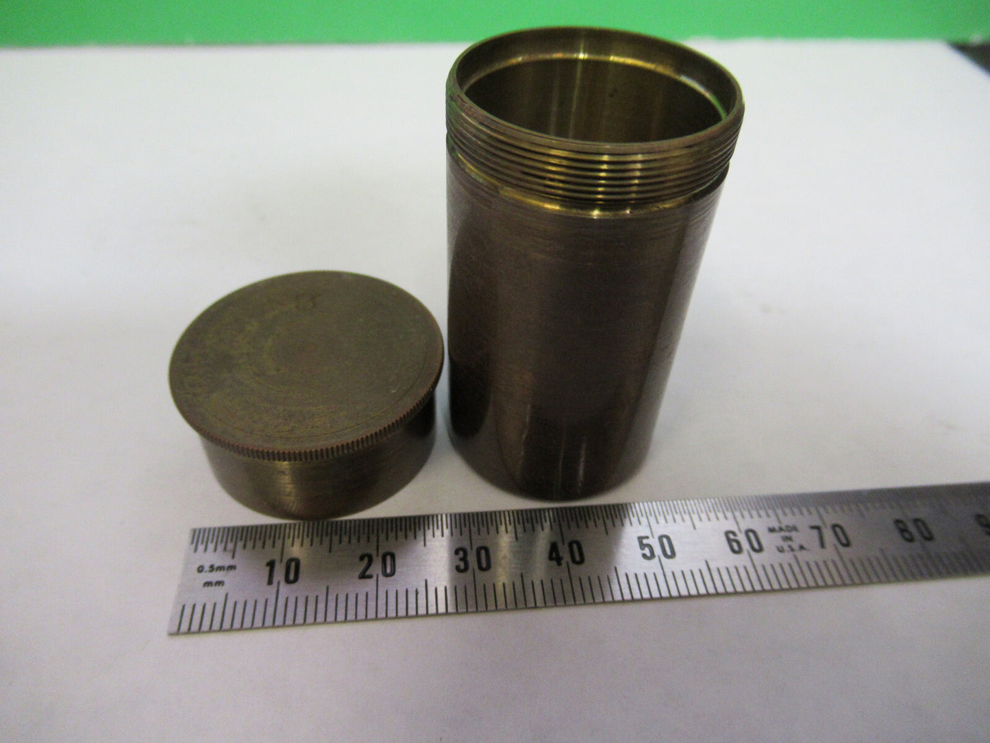 UNKNOWN ANTIQUE BRASS CANISTER OBJECTIVE MICROSCOPE PART AS PICTURED X9-B-35