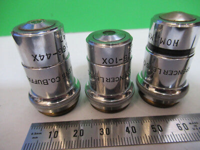 American Optical Co. Spencer Lens Co. Lot 3 ea Objective 10X 44X 95X Microscope Part