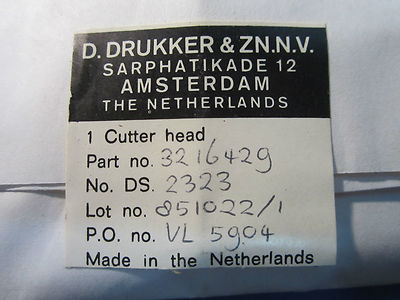 OPTICAL SMALL DIAMOND TOOL DRUKKER ZN AMSTERDAM CUTTER HEAD 3216429 OPTICS BN#22