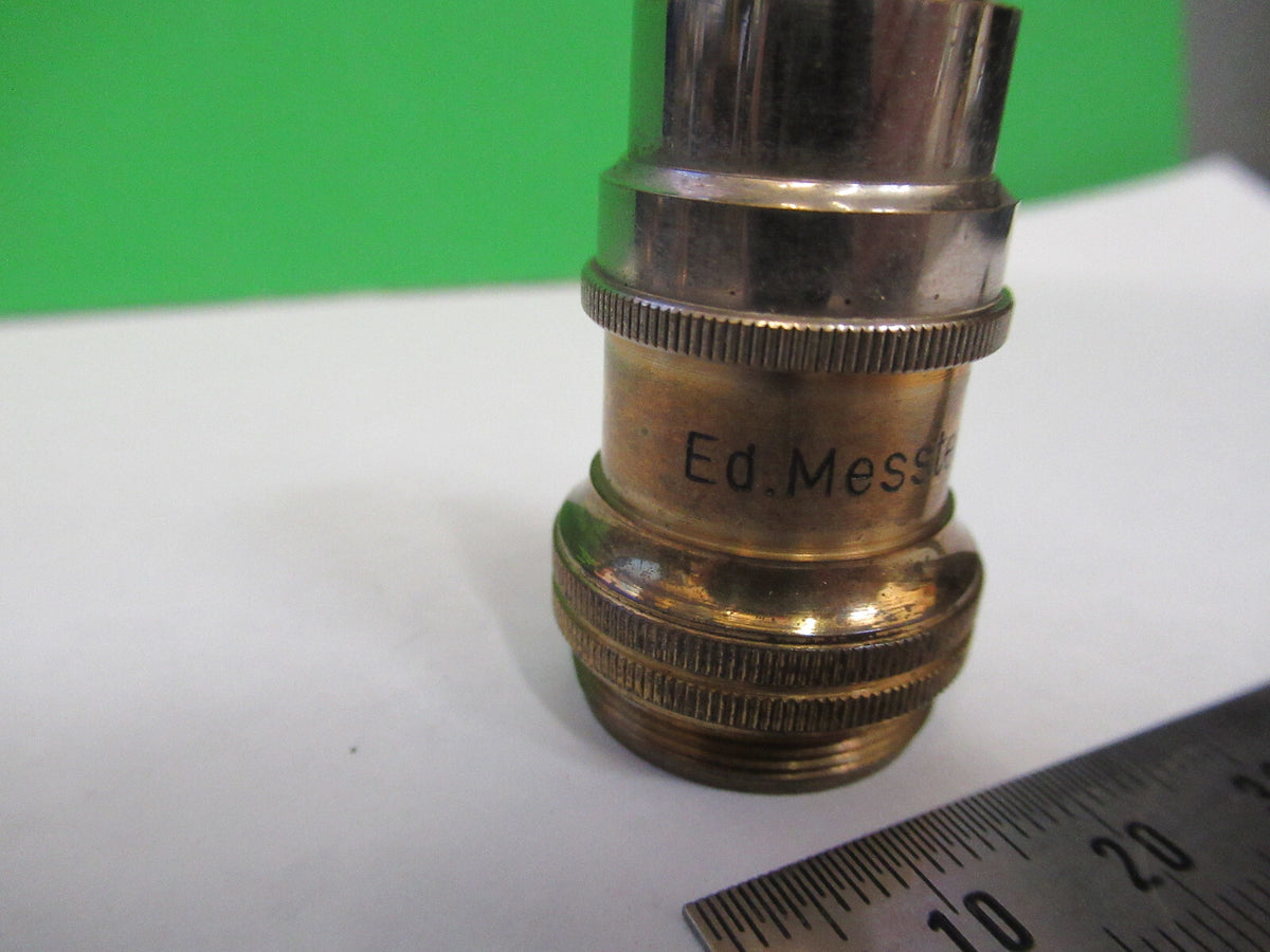 ED MESSTER ANTIQUE BRASS OBJECTIVE MICROSCOPE PART OPTICS AS PICTURED X6-A-86