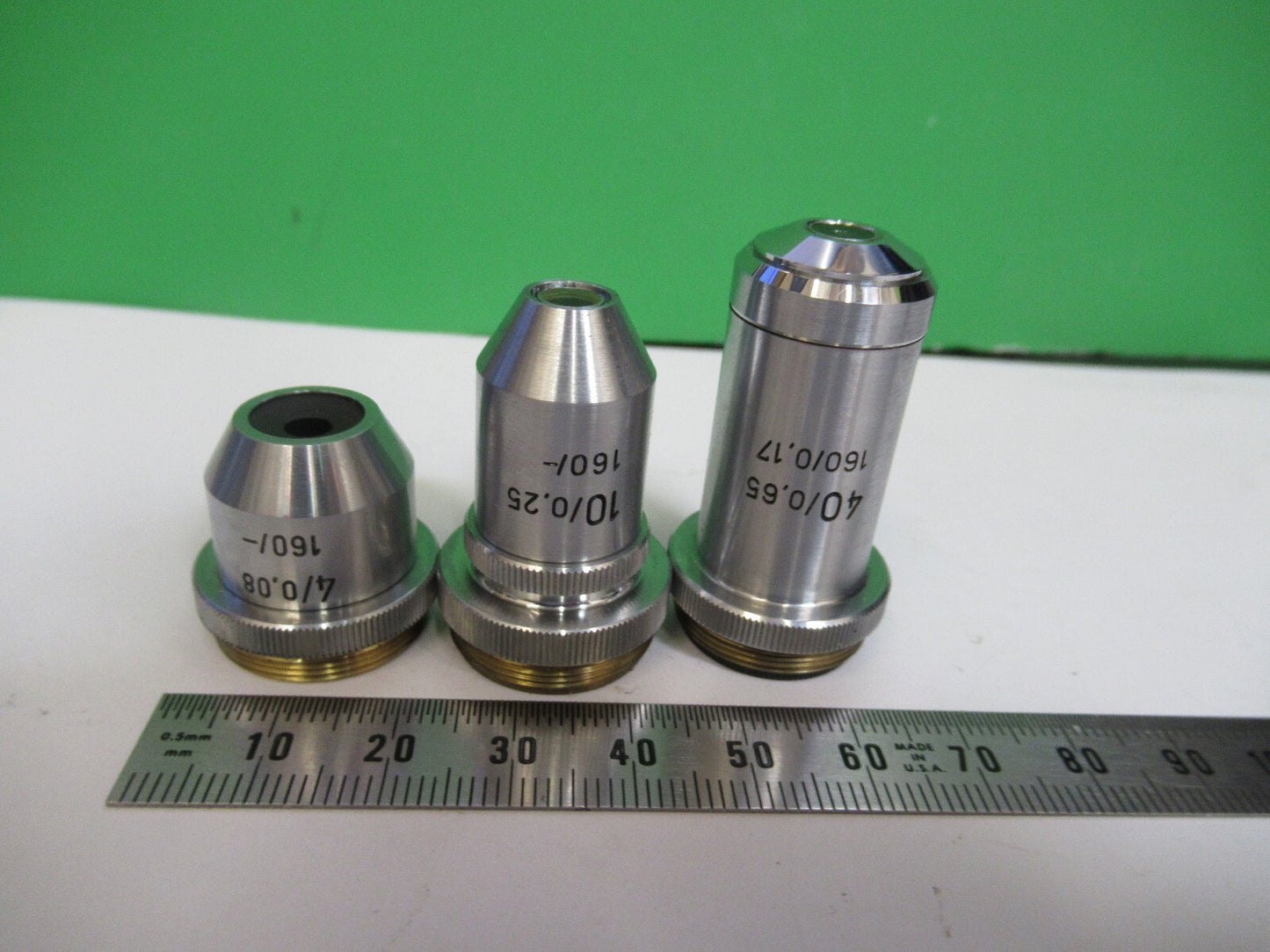 REICHERT AUSTRIA lot objectives 4X 10X 40X MICROSCOPE PART AS PICTURED X5-A-76
