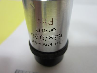 MICROSCOPE PART OBJECTIVE CARL ZEISS PHV 63X PLANACHROMAT OPTICS BIN#H6-10