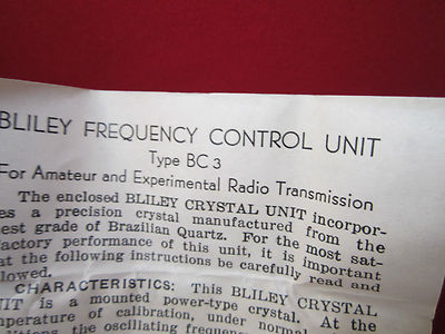 MINT ORIGINAL BLILEY BC3 QUARTZ CRYSTAL 7157 KC + BOX + INSTRUCTIONS  BIN#-DWR