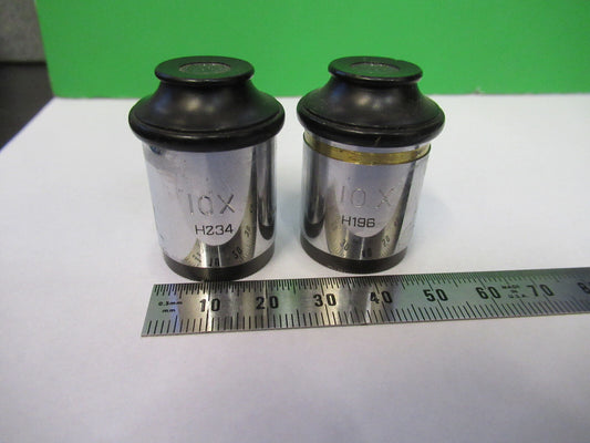 Pair Antique American Optical Co. Spencer Lens Co. 10X Lens Eyepiece Microscope Part
