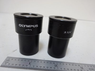 MICROSCOPE PART LOT EYEPIECES OLYMPUS 15X + RETICLE OPTICS AS IS BIN#N8-H-07