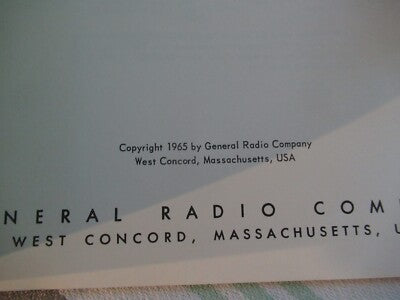 Collectable Rare General Radio Gr 1115-B Frequency Standard Manual 1965