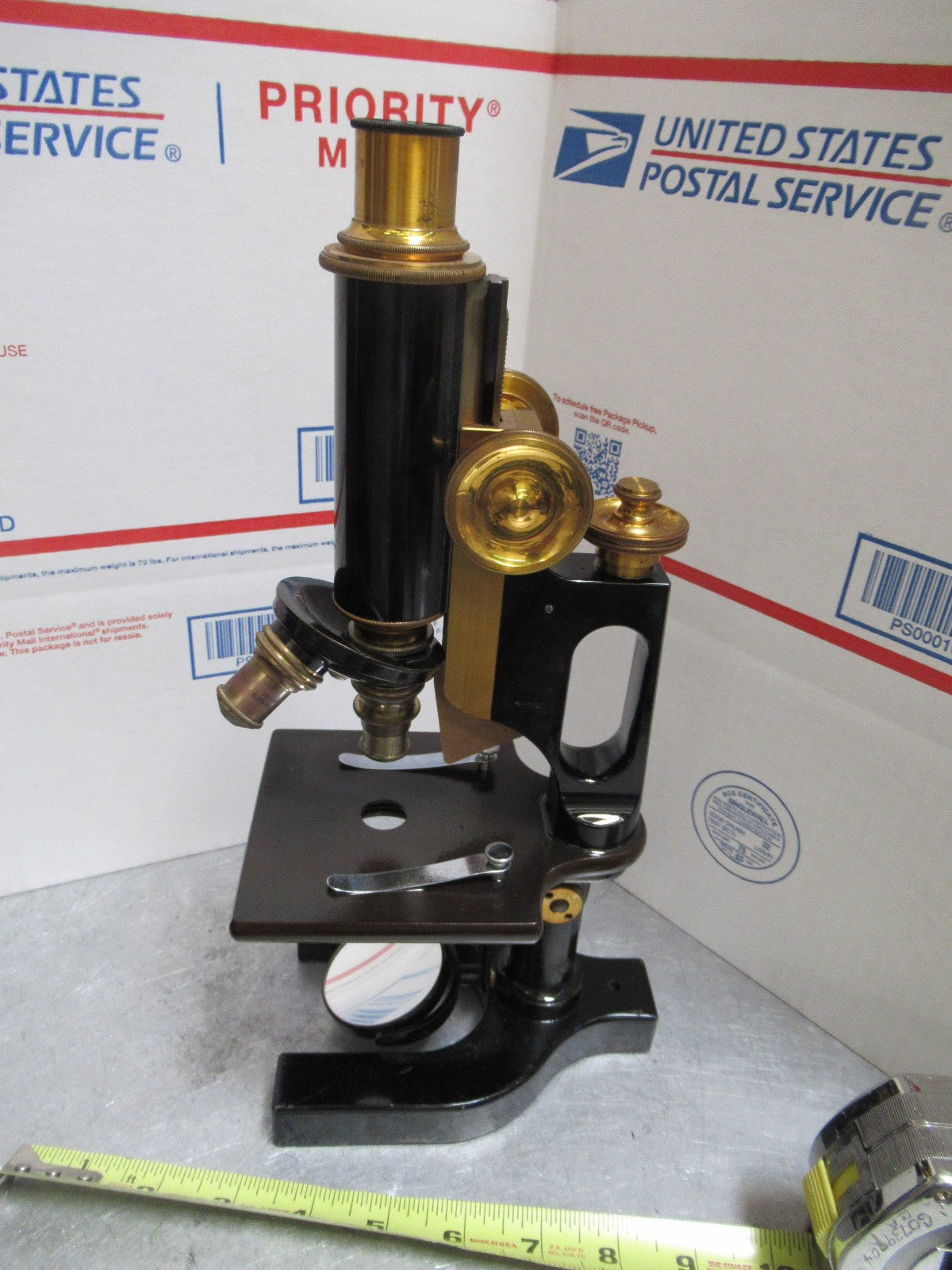 FOR PARTS OR REPAIR ANTIQUE MICROSCOPE BAUSCH LOMB + OBJECTIVES circa 1890 LOB