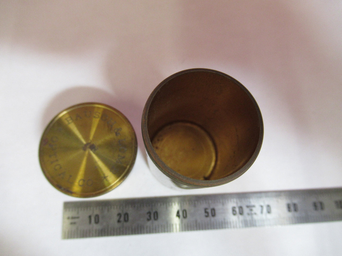 ANTIQUE BAUSCH LOMB USA EMPTY BRASS CAN MICROSCOPE PART AS PICTURED T9-A-11