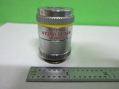 MICROSCOPE PART LEITZ NPL 10X FLUOTAR OBJECTIVE INFINITY AS IS OPTICS BIN#T5-63