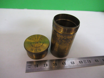 ANTIQUE BRASS EMPTY REICHERT AUSTRIA OBJECTIVE CANISTER MICROSCOPE PART T6-A-16