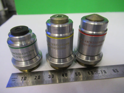 Lot 3 Ea Microscope Objective Lenses Bausch & Lomb 10X 43X 97X Optics