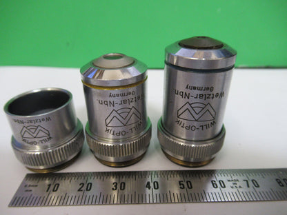 WILL-OPTIK Wetzlar lot objectives 5X 10X 40X MICROSCOPE PART AS PICTURED X5-A-75