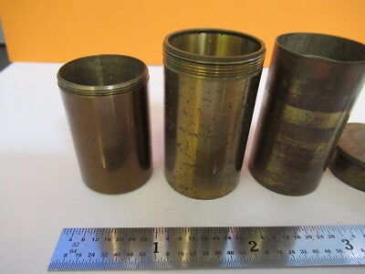 Lot Antique Brass Objective Can Mismatched Microscope Parts