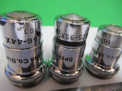 Lot Spencer Lens Co. Objective 10X 44X 95X Microscope Part Optics American Optical Co