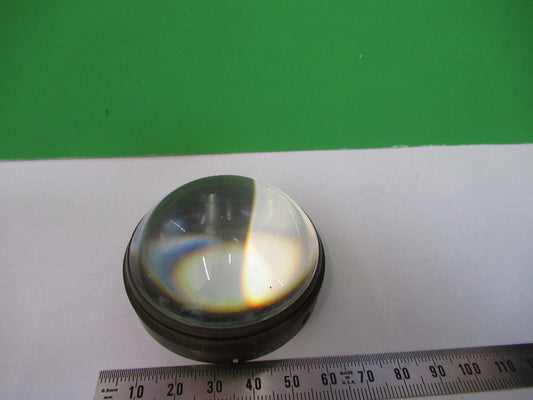 Antique Brass Mounted Convex Lens Glass Microscope Part