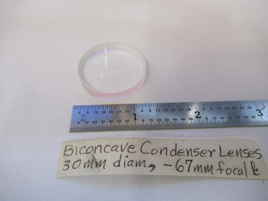 Optical Bi Concave Lens 30mm Diameter -67mm Fl Optics