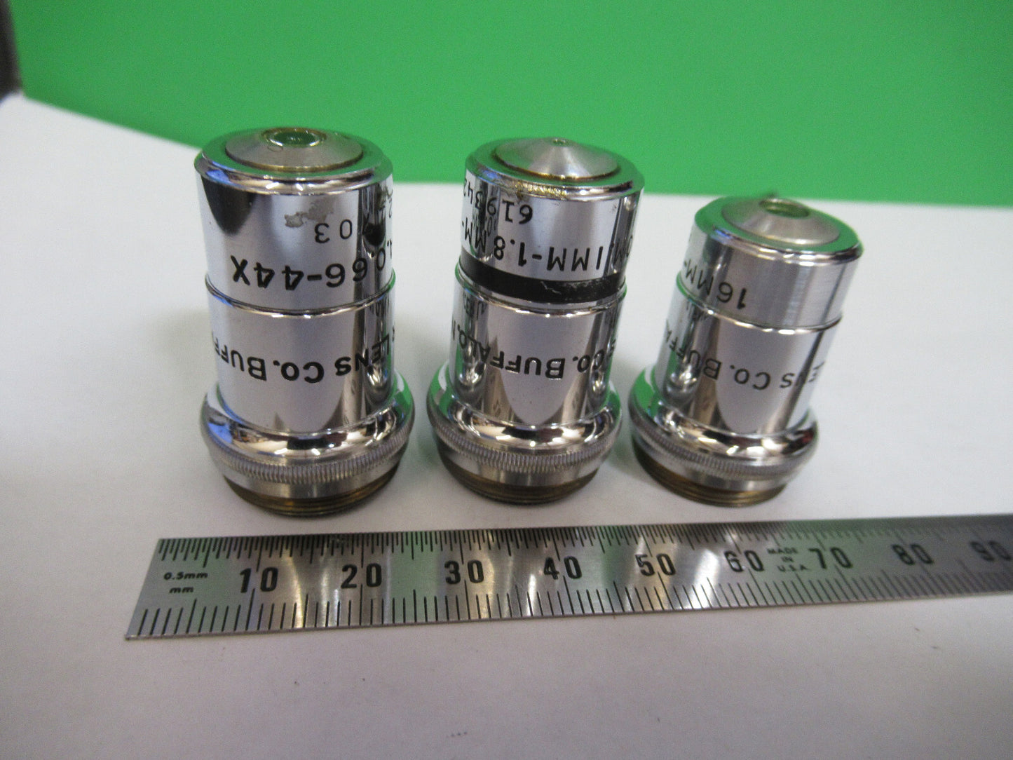 Lot Spencer Lens Co. Objective 10X 44X 95X Microscope Part Optics American Optical Co