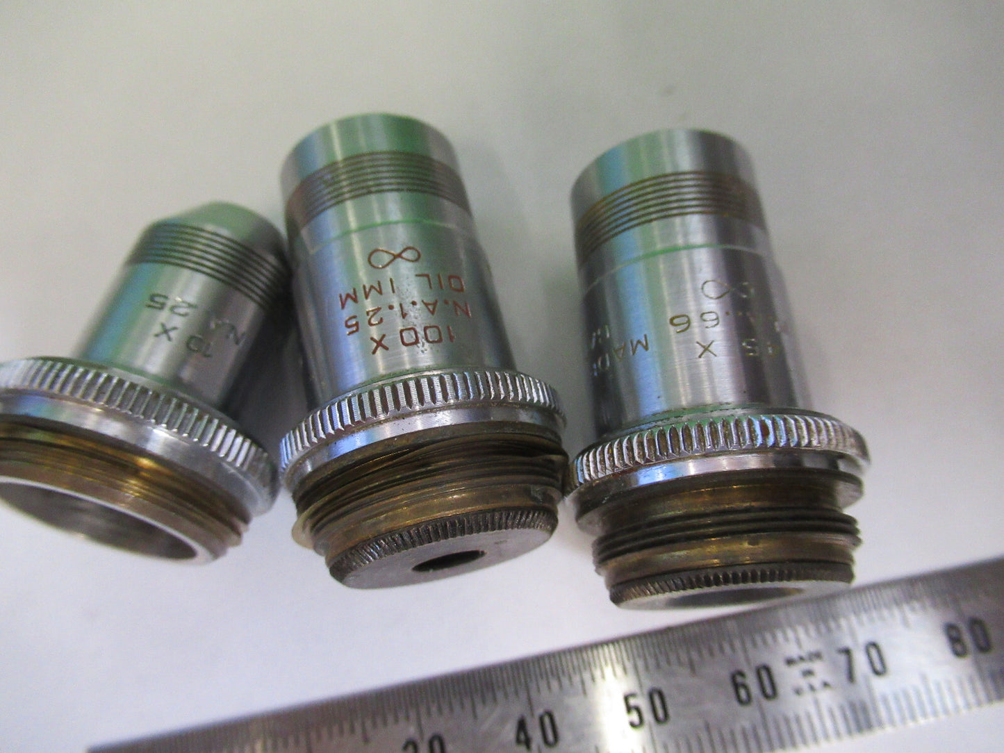 LOT 3 ea OBJECTIVES SPENCER AO MICROSCOPE PART AS PICTURED &R4-A-51