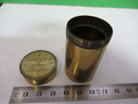 ANTIQUE BRASS EMPTY  SMITH & BECK UK OBJECTIVE CANISTER MICROSCOPE PART Y3-B-26