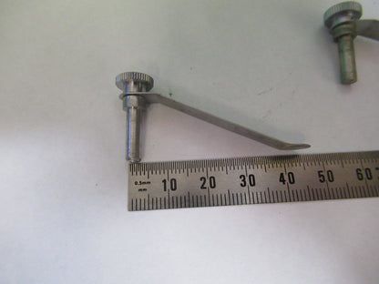 ERNST LEITZ GERMANY PAIR CLIPS STAGE MICROSCOPE PART AS PICTURED #R7-B-10x
