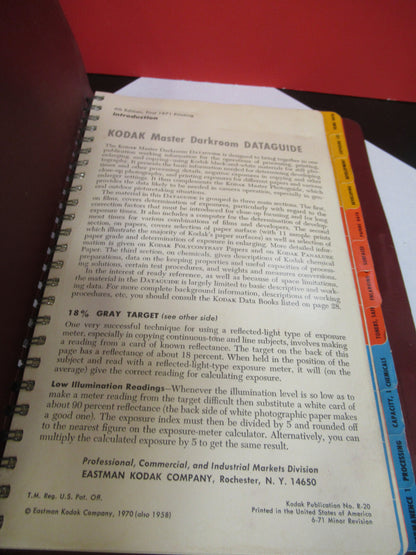 KODAK MASTER DARKROOM DATAGUIDE BOOKLET circa 1970 AS PICTURED S6-A-63