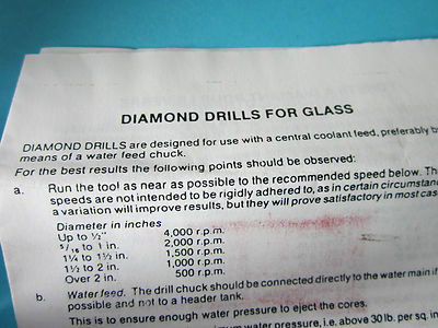 OPTICAL TOOL GLASS DIAMOND DRILL 1" DIAMETER MADE IN ENGLAND OPTICS BIN#30-03