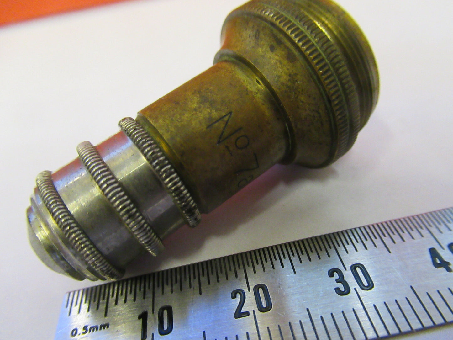 ANTIQUE BRASS CHARLES REICHERT WIEN AUSTRIA OBJECTIVE 7a MICROSCOPE PART 8Z-A-46