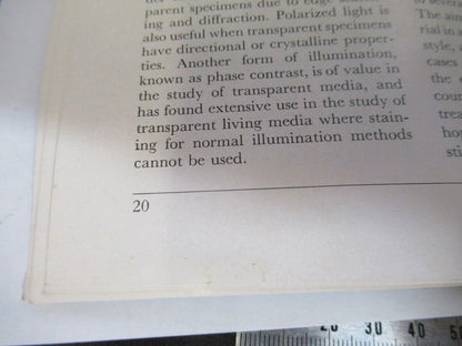 ANTIQUE BAUSCH LOMB 1952 manual theory MICROSCOPE PART AS PICTURED 7-ft-04