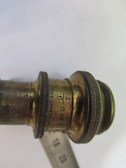ANTIQUE BAUSCH LOMB BRASS OBJECTIVE 1/6 MICROSCOPE PART AS PICTURED S7-A-33