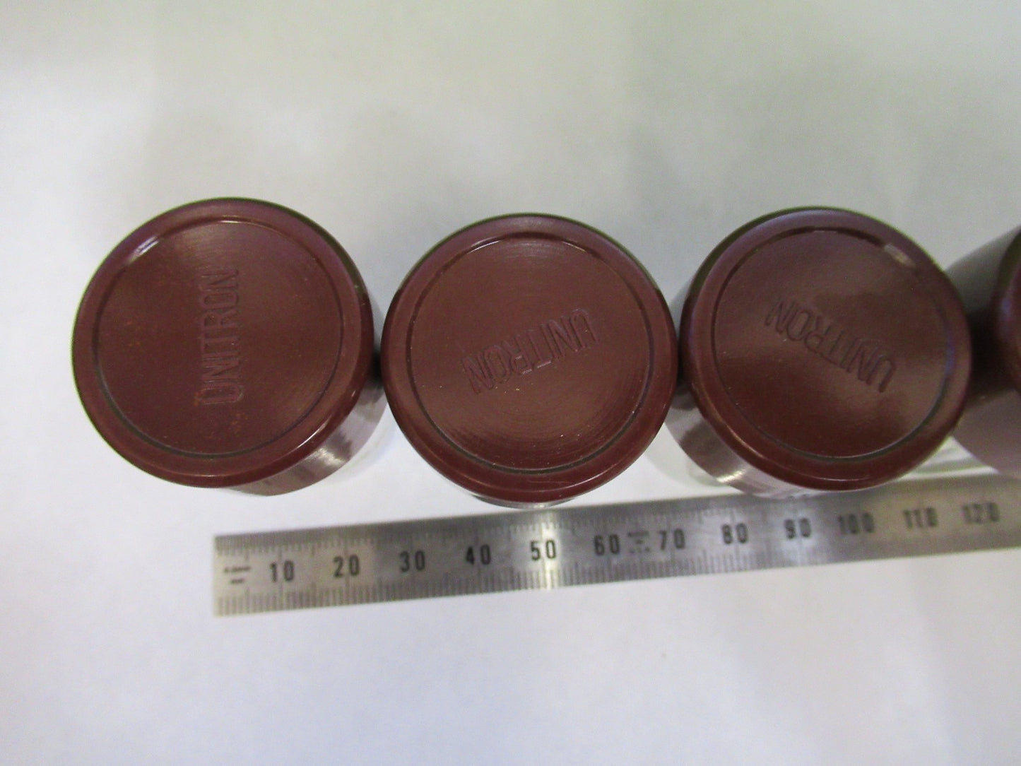 LOT EMPTY PLASTIC OBJECTIVE CANS UNITRON  MICROSCOPE PART AS PICTURED U8-A-06